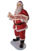 Classic Santa Claus Statue & Banner Resin Life Size Christmas Ornament - 1.5m