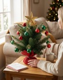 40cm Norway Spruce Decorated Tabletop Tree | 40 Tips & Red Hessian Base
