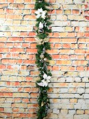 Decorated White Poinsettia, Mistletoe, Berries & Baubles Pine Garland - 2.3m