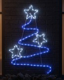 85cm Blue & Cool White LED Wavy Christmas Tree & Stars Silhouette