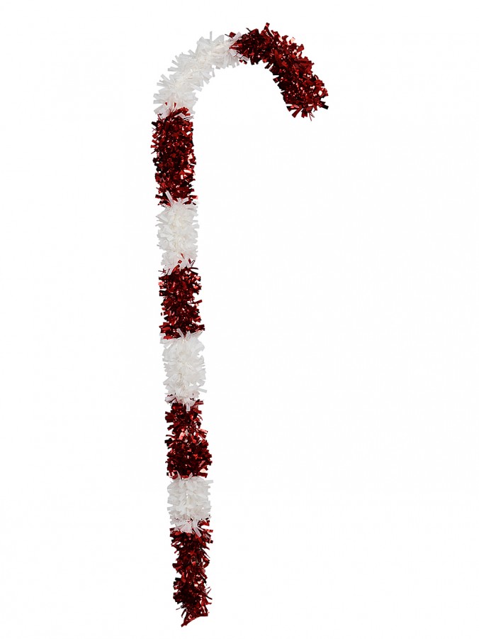 Red & White Stripe Tinsel Candy Cane Stick Christmas Display Decoration - 1.1m