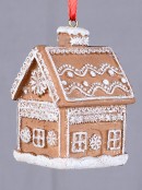70mm Iced Look Resin Gingerbread House Christmas Tree Ornament