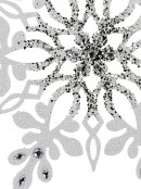 38cm White Christmas Snowflake Ornament With Sparkle & Diamante Decor