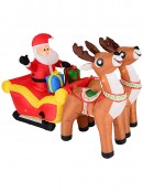2.1m Santa In Sleigh With Two Reindeer | LED Outdoor Inflatable