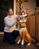 1.1m Cute Sitting Reindeer Life Size Resin Christmas Ornament
