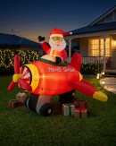2.1m Large Animated Santa Rocket Aeroplane | LED Outdoor Inflatable