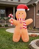 1.8m Gingerbread Man With Candy Cane | LED Outdoor Inflatable
