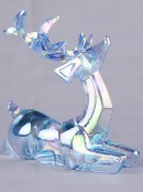 12cm Iridescent Blue Glass Look Sitting Reindeer Figurine