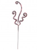 64cm Shiny Red & White Sequin Curls & Swirls Spray Long Christmas Stem