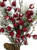 Snow Frosted Twig & Berry Decorative Pick - 58cm