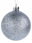 Silver Assorted Shiny, Matte, Glitter & Pearl Christmas Baubles - 35 x 60mm