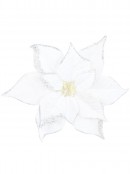 27cm White With Silver Edge Poinsettia Flower Christmas Tree Stem Pick