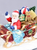 Santa, Sleigh & Reindeers In Snow LED Battery Christmas Village Figurine - 22cm