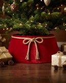 62cm Red Velvet Christmas Tree Collar With Rope Bow Knot