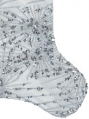 White Satin With Silver Sequin Starburst Pattern Christmas Stocking - 48cm