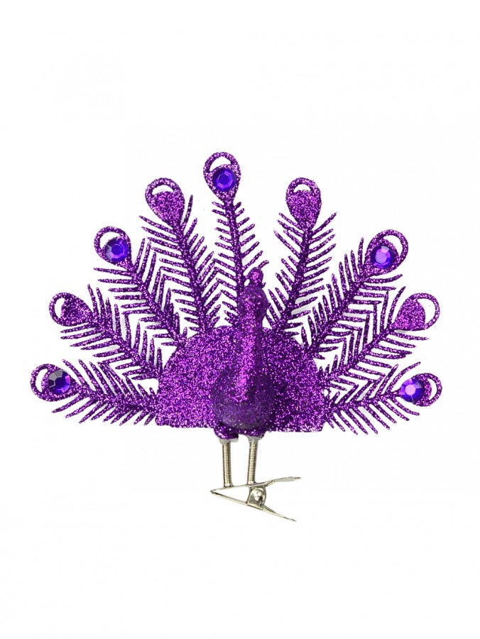 Purple Peacock Tree Decoration - 13cm