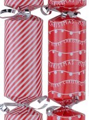 Red With White Strings & Stripes Christmas Cracker Bon Bons - 12 x 31cm