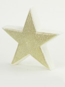 White With Gold Glitter Free Standing Star Ceramic Christmas Ornament - 17cm