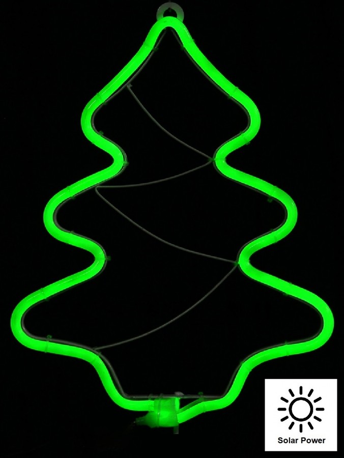 Green Neon Flex Christmas Tree Outdoor Solar Powered Path Light - 32cm