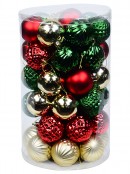 47x Heritage Red Green & Gold Essential Mixed Bauble Starter Pack | 60mm