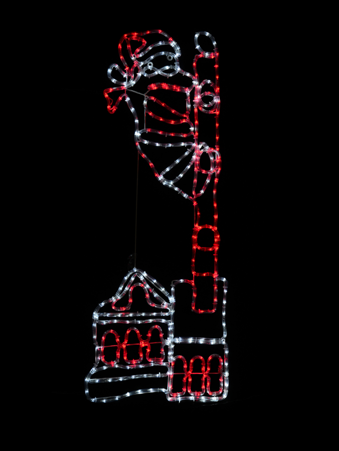 Santa Up Chimney LED Rope Light in Red & White with Controller - 1.3m