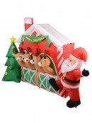 Reindeer Stable With Jolly Santa Illuminated Christmas Inflatable Display - 2.5m