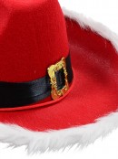 Red Cattleman Style Cowboy Santa Hat With Buckle Band - One Size Fits Most