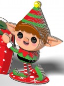 Eugy Cute Little Elf With Gift 3D Cardboard Model Kit Christmas Puzzle - #82