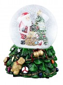 Santa, Tree & Gifts With Music & Lights Waterball Snow Globe Ornament - 14cm