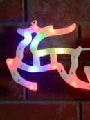Illuminated Multi Colour Sleigh & Two Reindeer Silhouette - 57cm