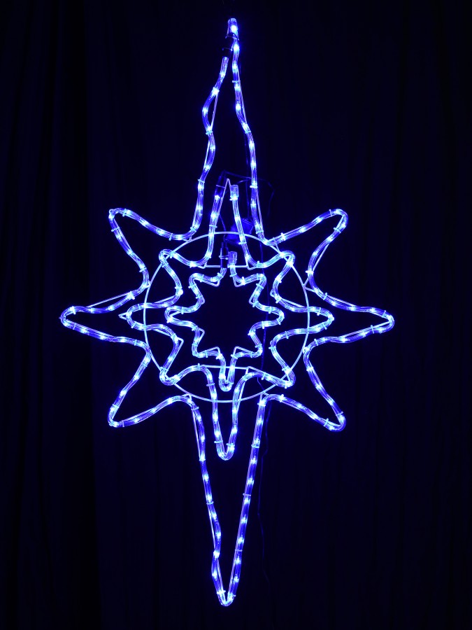 Star Of Bethlehem Blue LED Rope Light Silhouette - 1.1m