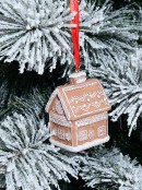 70mm Iced Look Resin Gingerbread House Christmas Tree Ornament