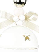 65mm White Gloss Crotal Bell With Bow & Bead Decorations