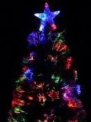 Rotating Fibre Optic Christmas Tree With Baubles, Stars & 230 White Tips - 1.8m