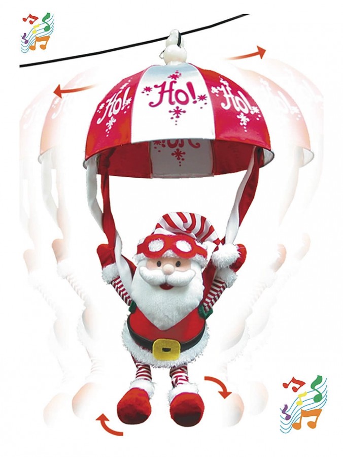 Floating Parachute Santa Christmas Animation - 47cm