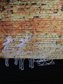 1.8m Sleigh & Reindeer With Cool White LED Rope Light Display