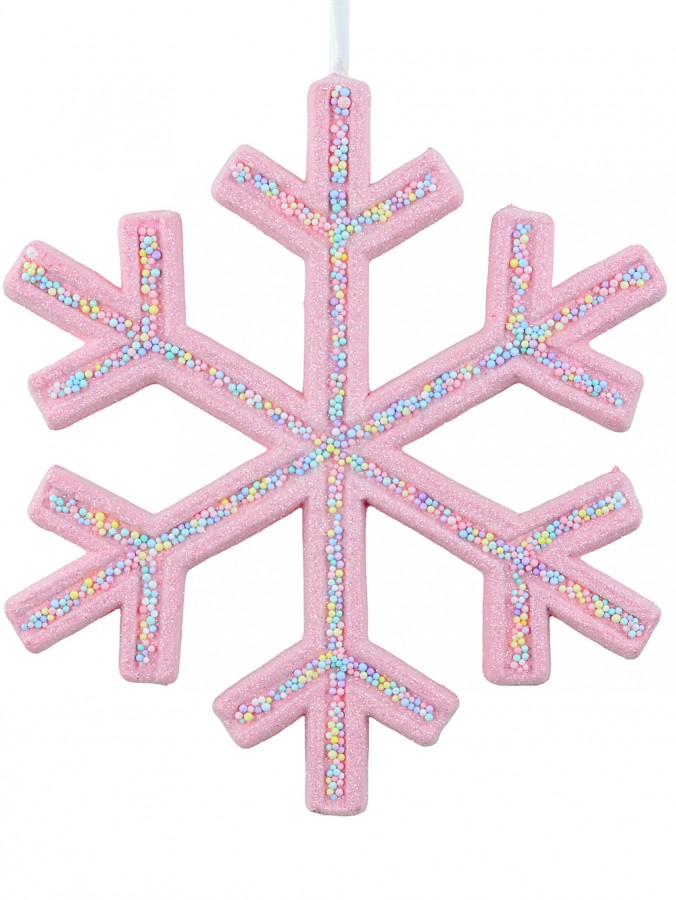 Whimsical Cotton Candy Pink Grand Frosted Sprinkle Snowflake | 25cm