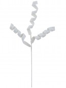 White Curly Ribbon Glitter Spray Stem With Posable Iridescent Branchlets | 60cm