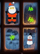 18cm Ho Ho Ho, Santa & Snowman Gel Window Cling
