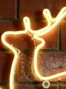 Yellow Prancing Reindeer Neon Flex Rope Light Silhouette - 44cm