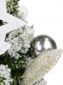Decorated Silver, Glitter & Poinsettia Christmas Tree Table Top Ornament - 18cm