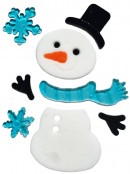 Two Winter Snowman & Snowflakes Gel Window Cling Christmas Decoration - 20cm