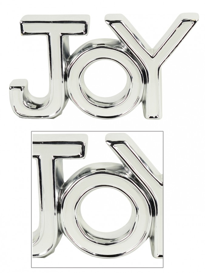 Ceramic White & Silver ' JOY ' Freestanding Ornament - 22cm