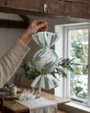 Teal & White Wrapped Sugar Ball Whimsical Statement Ornament | 27cm