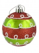 Assorted Red, Green & Silver Pattern Baubles - 6 x 60mm