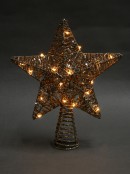 Gold Mesh Look Star Illuminated Warm White Tree Topper Ornament - 30cm