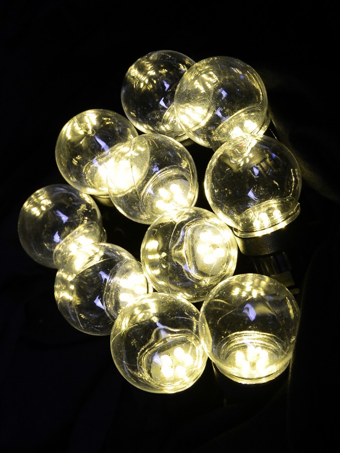 10 Clear G60 Festoon Christmas Party Lights With 50 Warm White LEDs - 5m