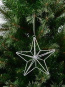 Silver Glittered 3D Wire Framed Star Christmas Tree Hanging Decoration - 16cm