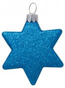 Turquoise, Silver & Blue Glittered Star Decorations- 8 x 65mm