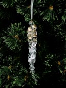 Diamond Simulant Cluster Icicle Decoration With Champagne Glitter - 26cm